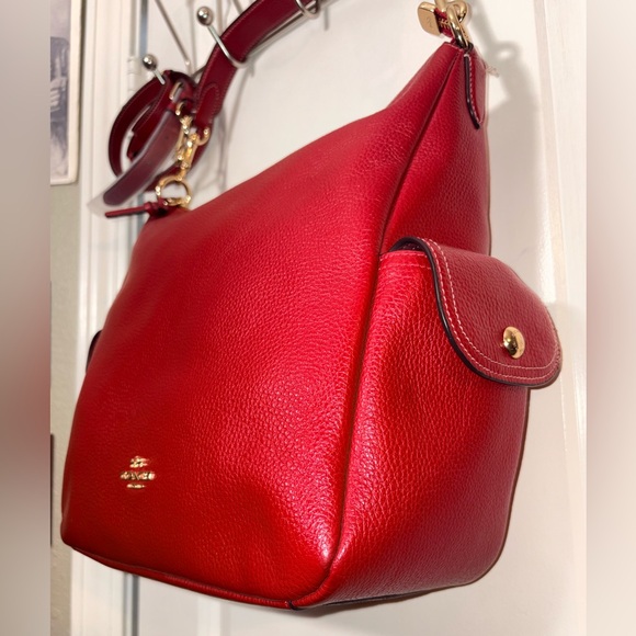 🍒 COACH Pennie Shoulder Bag - Crossbody in Red Pebble Leather - C6152 - Picture 5 of 16